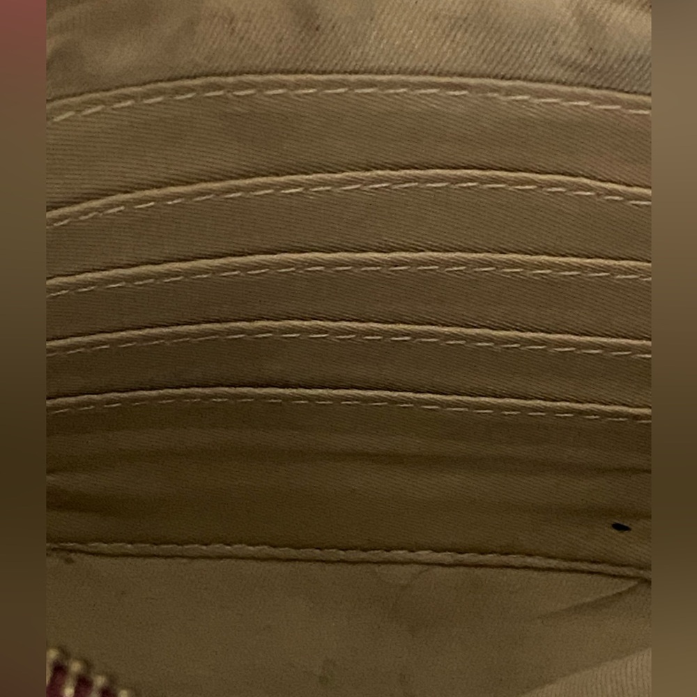 SOLD! EUC Lucky Brand Rayla Burgandy Brown Chevron Leather Wristlet Clutch - Picture 8 of 14